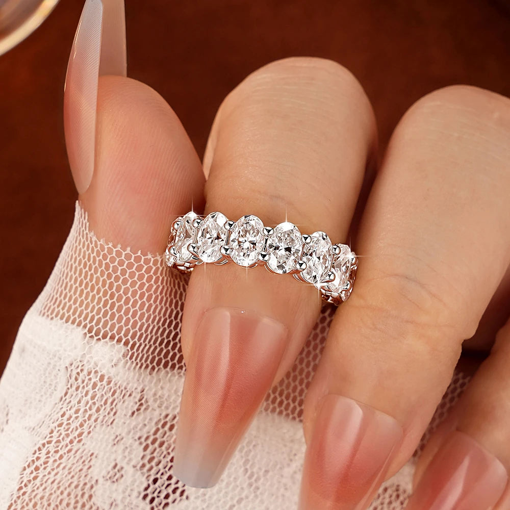 Oxtao 14K Gold Filled Certified Moissanite Eternity Ring