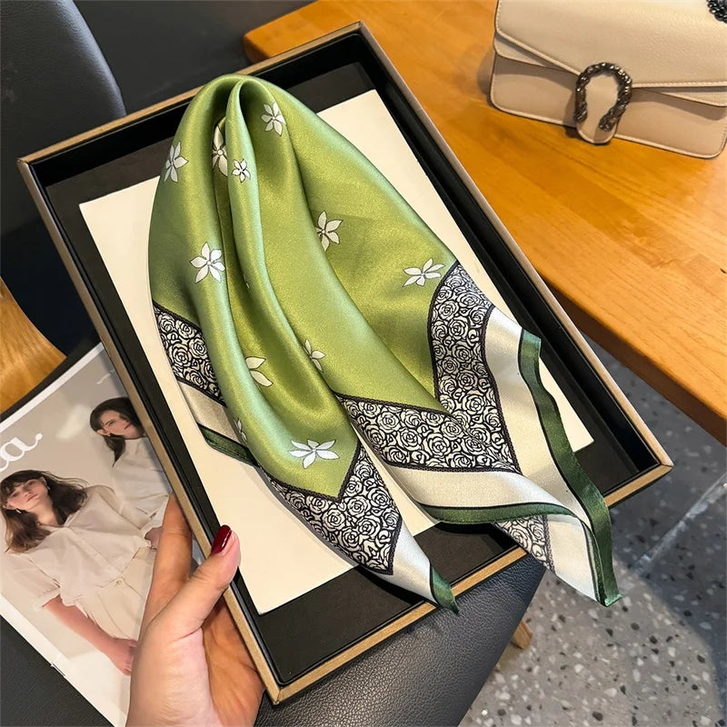 Runmei Mulberry Silk Scarf Bandana for Women Square Hijab Wrap