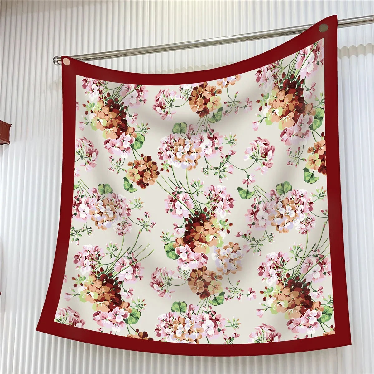 Elegant Silk Floral Square Scarf for Women Hijab Shawl Accessory