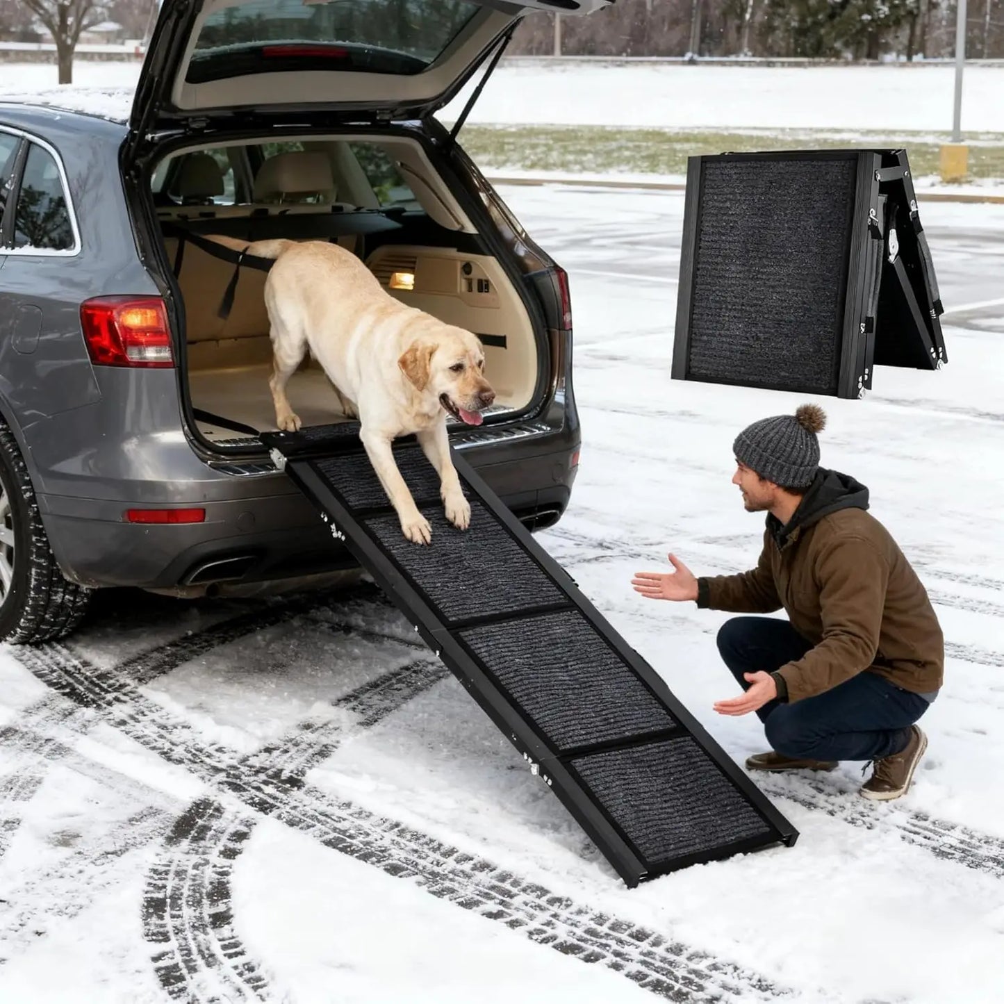 HiMISSDog Dog Ramp for Car Folding Pet Steps