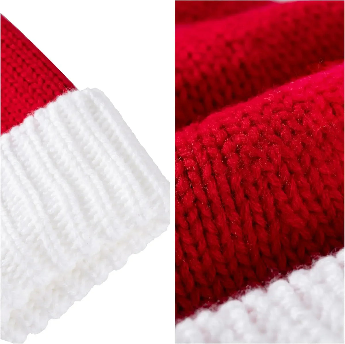 Knitted Santa Elf Hat With Pom Poms For Christmas Parties