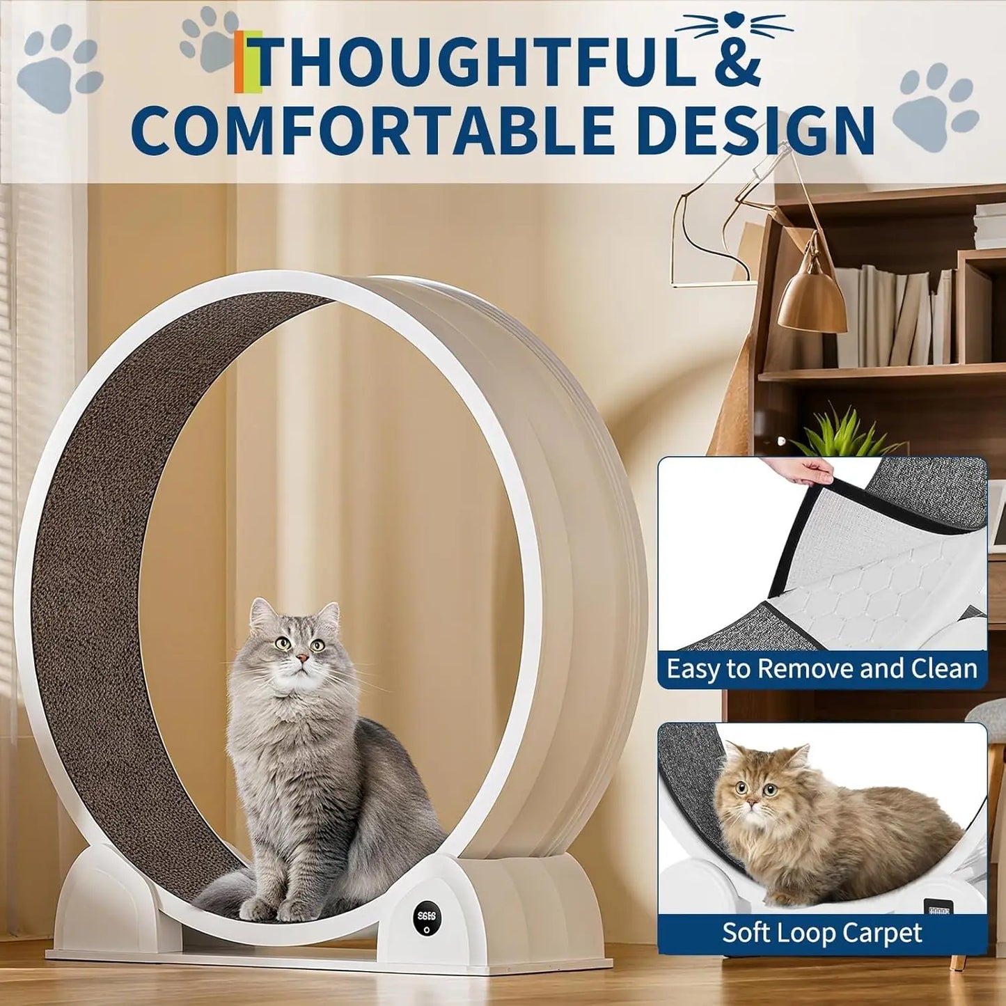 HiMISS Cat Exercise Wheel For Indoor Cats Quiet Pedometer Treadmill