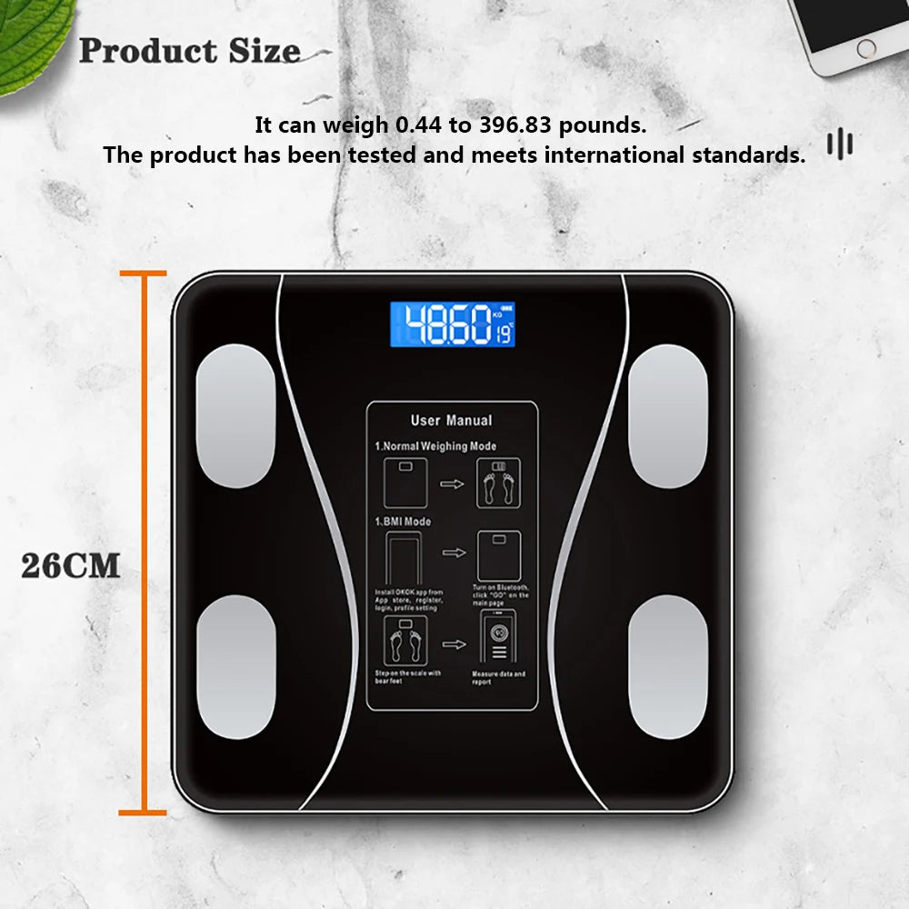 Smart Wireless Body Fat Scale With App Bluetooth Compatible