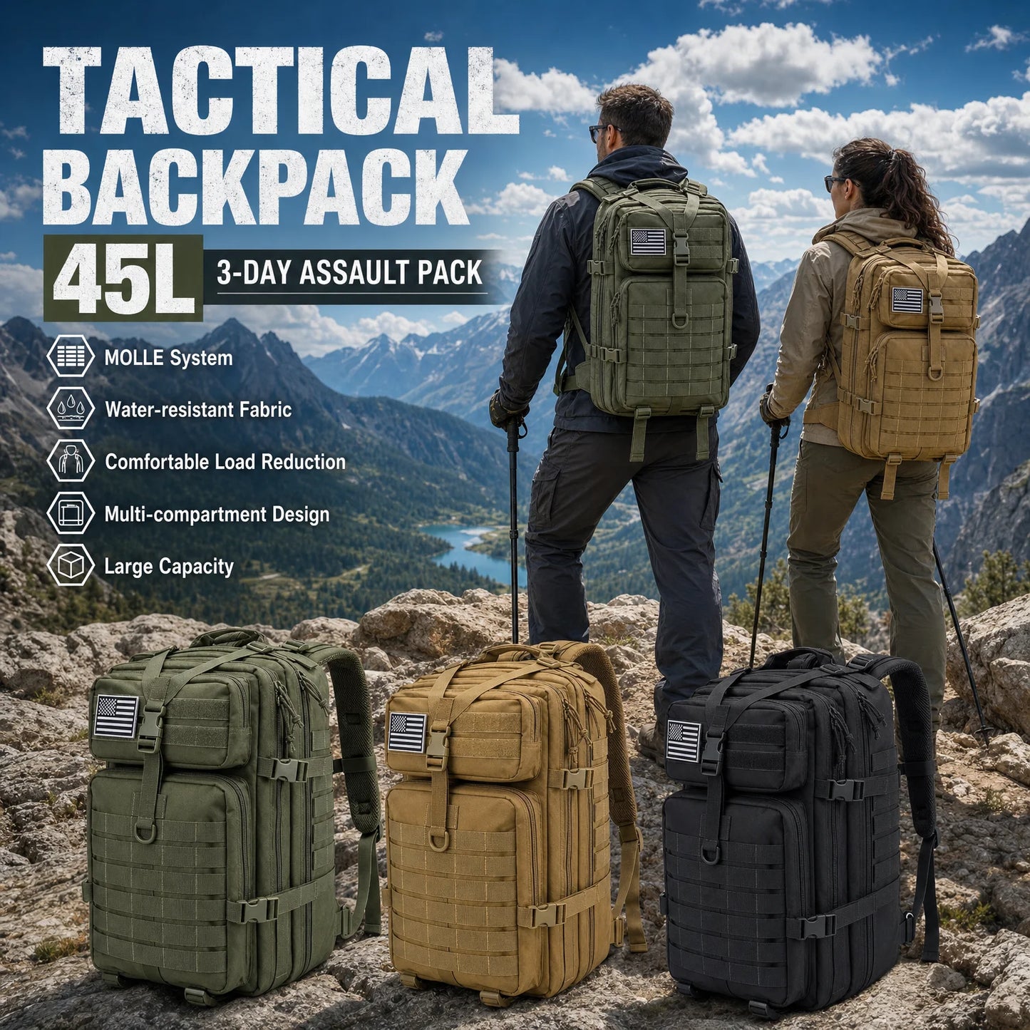 ReFire Gear Tactical Molle Backpack For Outdoor Hiking And Camping