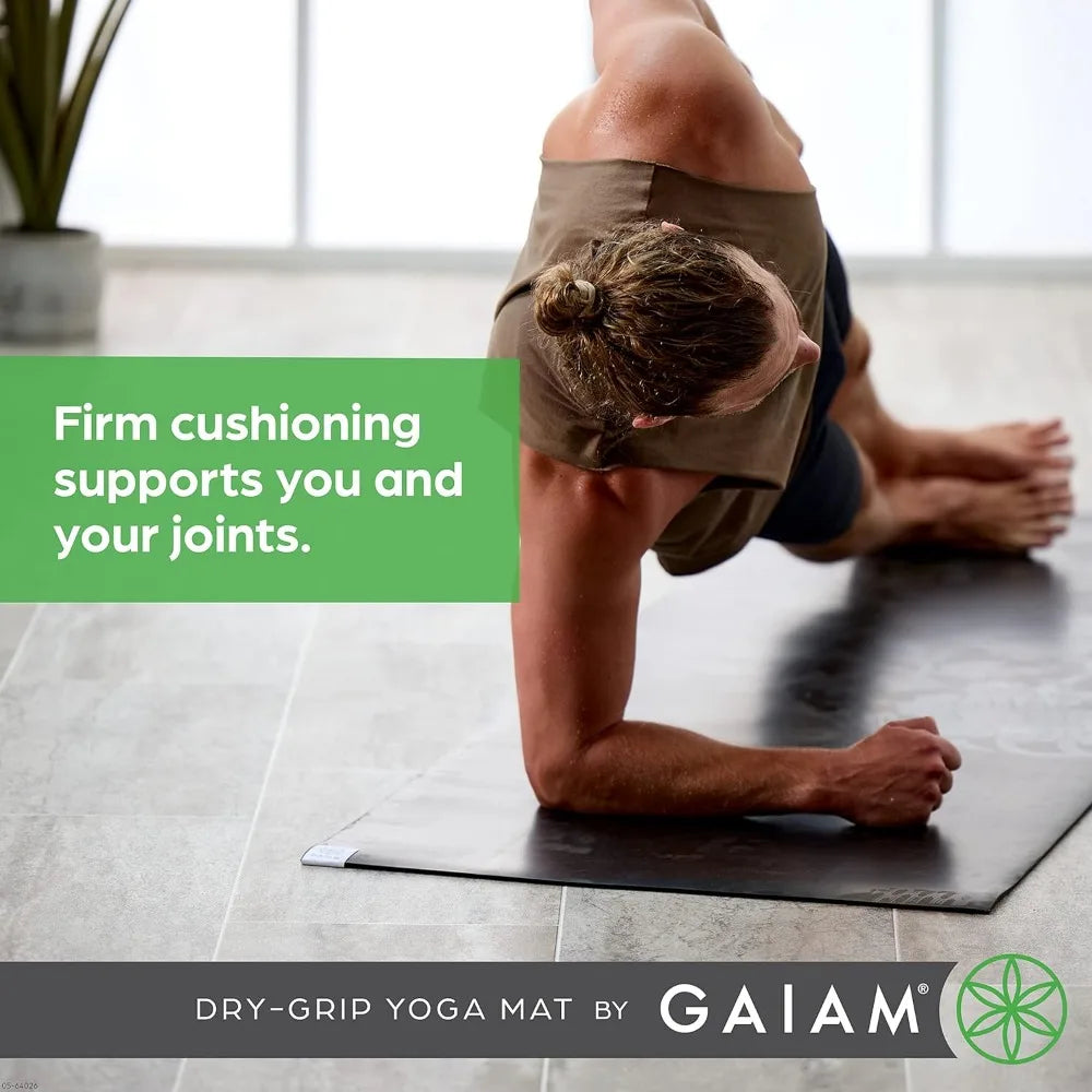 Gaiam Dry-Grip Yoga Mat Non-Slip for Standard or Hot Yoga