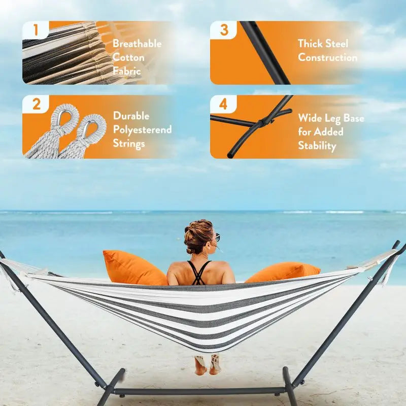 GYROOR Adjustable Stand Hammock With Storage Bag And 600lb Capacity
