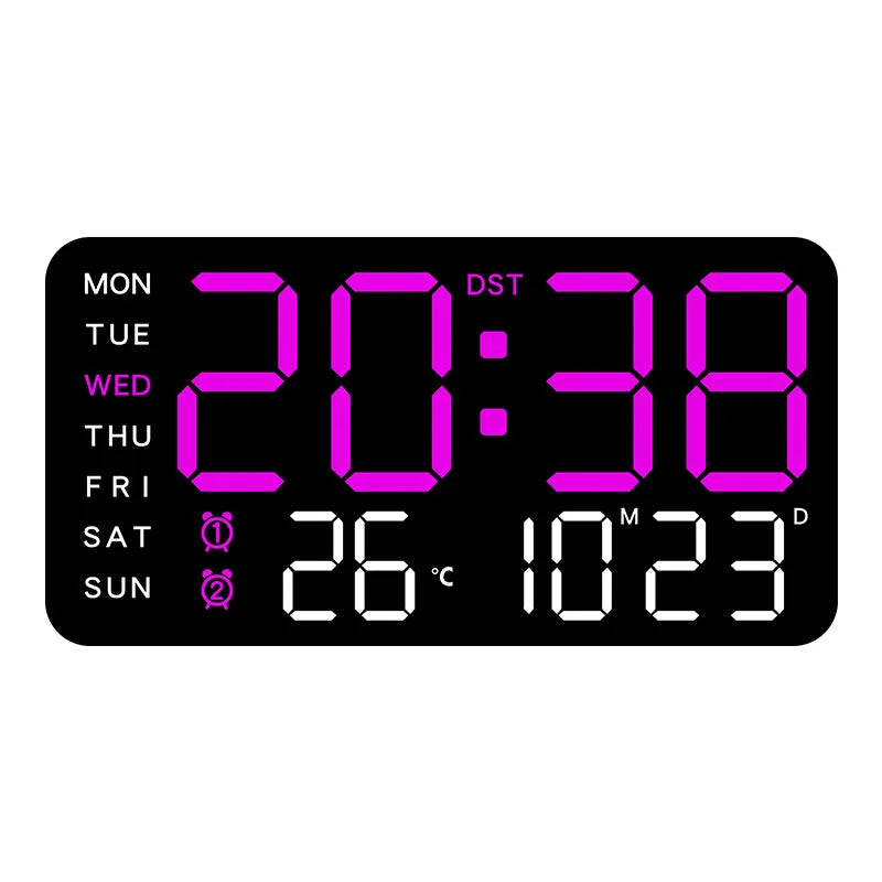 Digital Wall Clock With Temp Date Week Display Remote USB