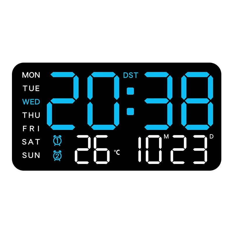 Digital Wall Clock With Temp Date Week Display Remote USB