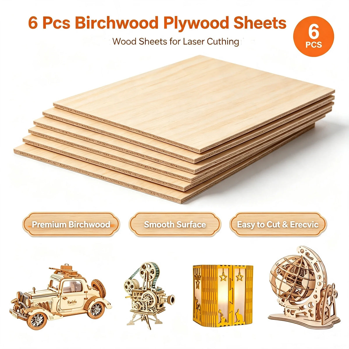 AlgoLaser Birch Plywood Sheets for Laser Engraving and DIY Crafts