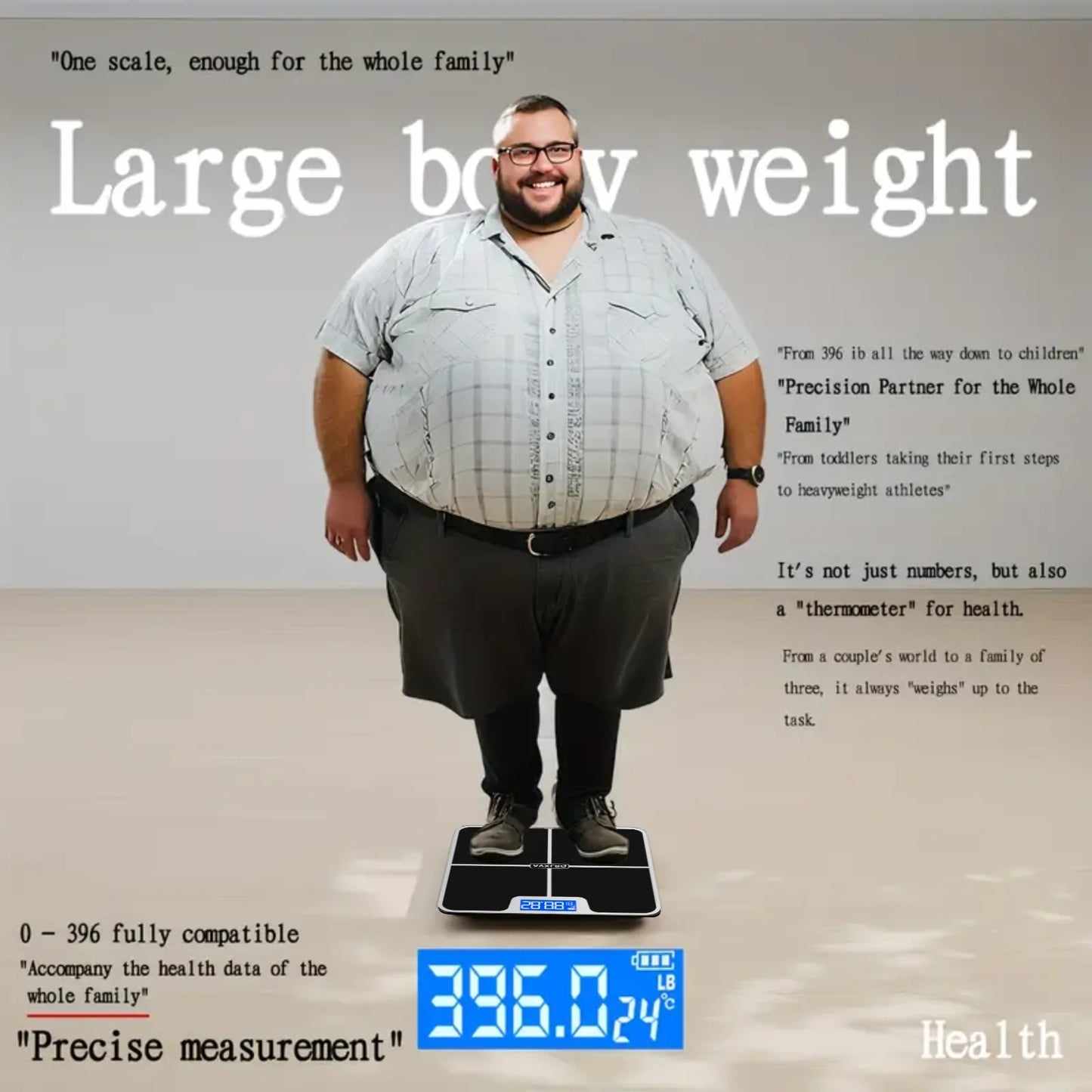 Digital Bathroom Scale With Temperature Display Up To 180 Kg