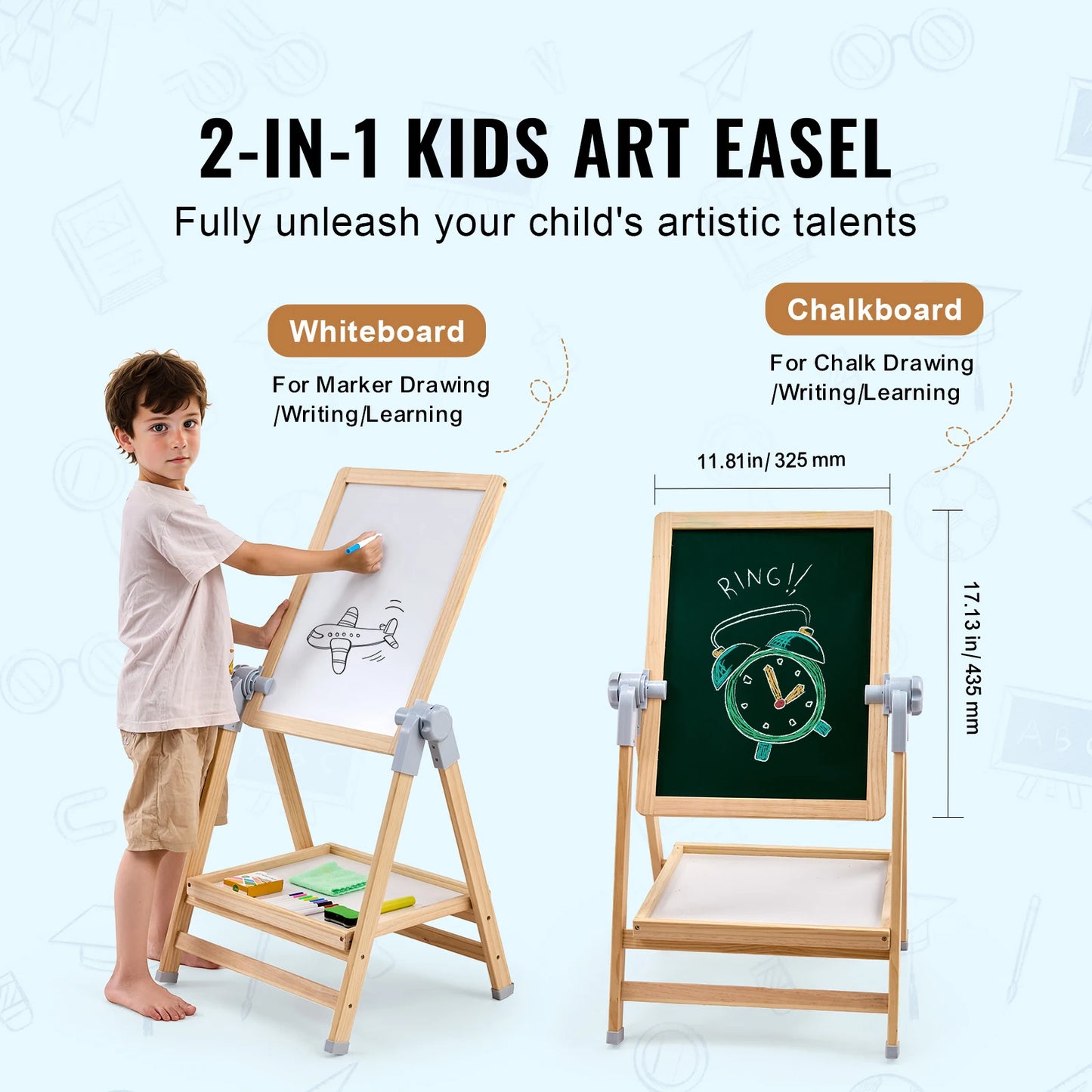 SucceBuy Standing Magnetic Drawing Board Easel For Kids With Accessories