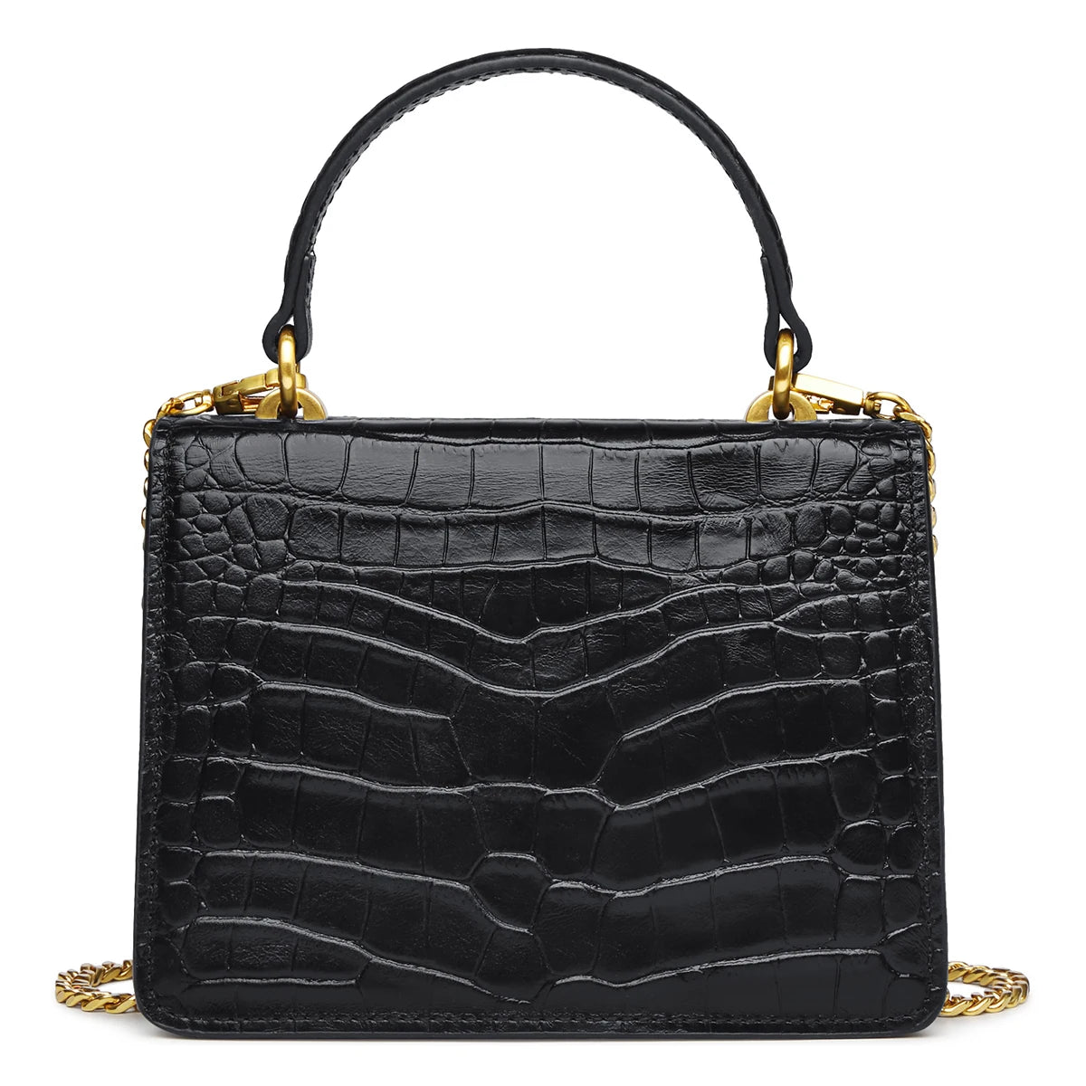 NONECN Genuine Leather Chain Crossbody Bag for Women