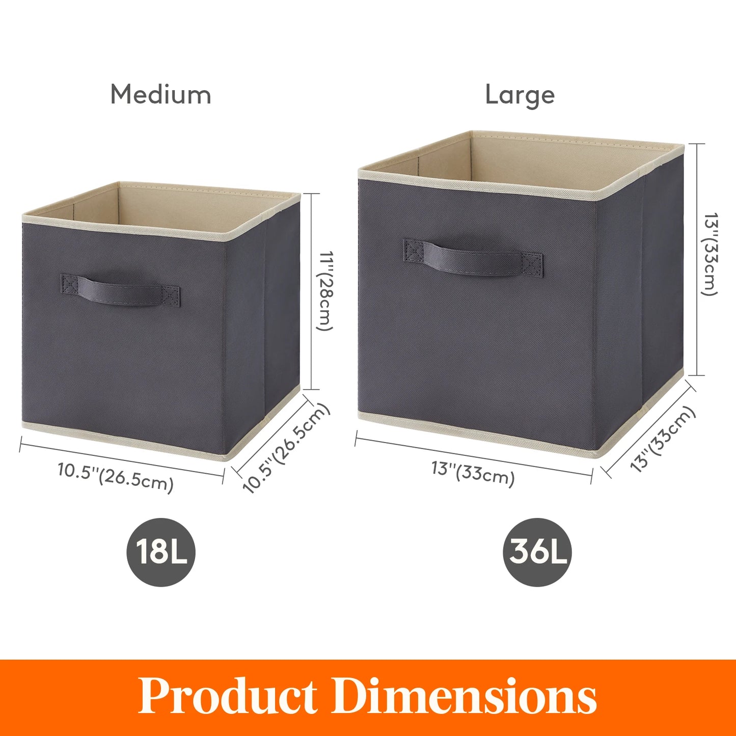 Cube Storage Bins Foldable Fabric Baskets With Handles For Shelves
