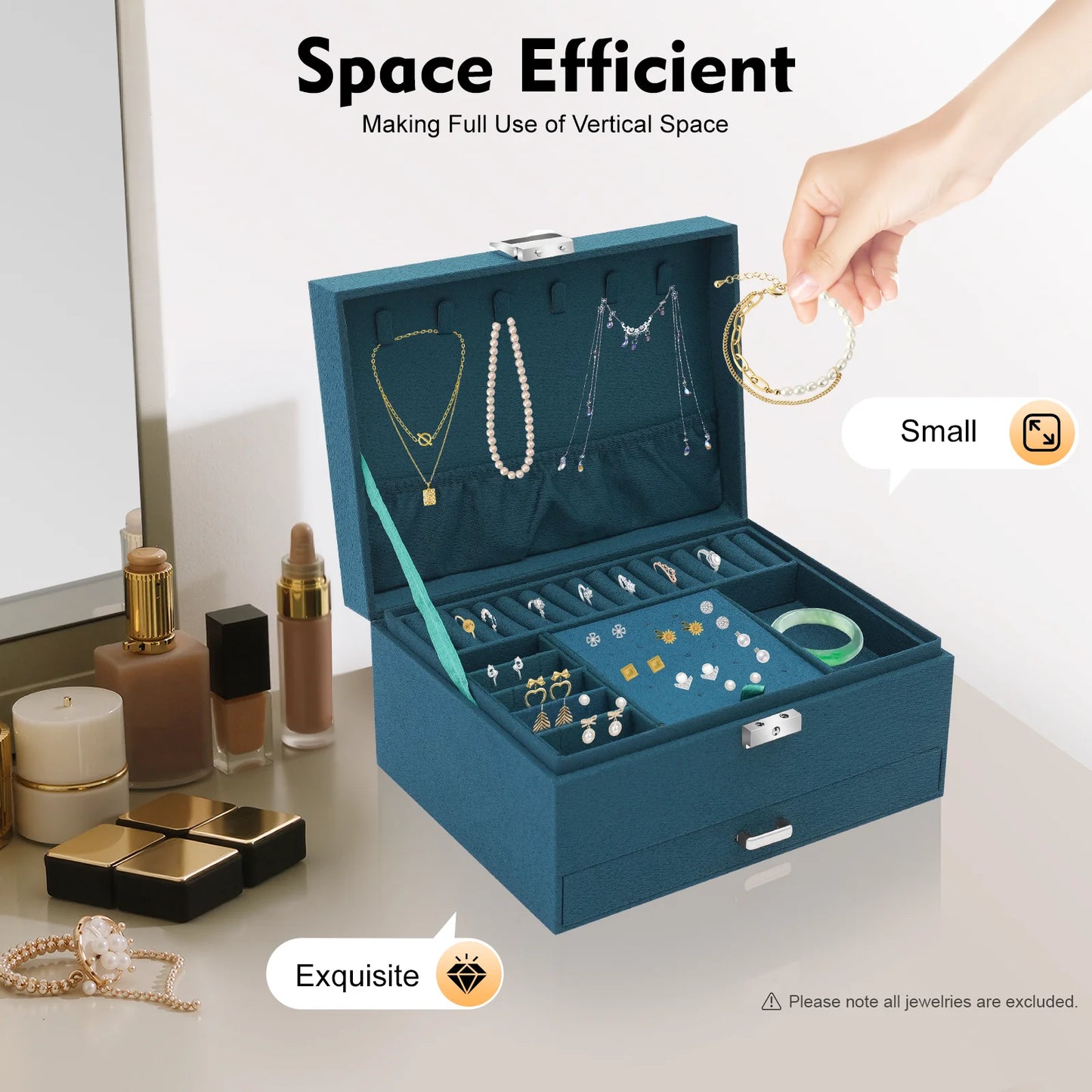 3-Tier Jewelry Box Organizer With Drawers And Compartments