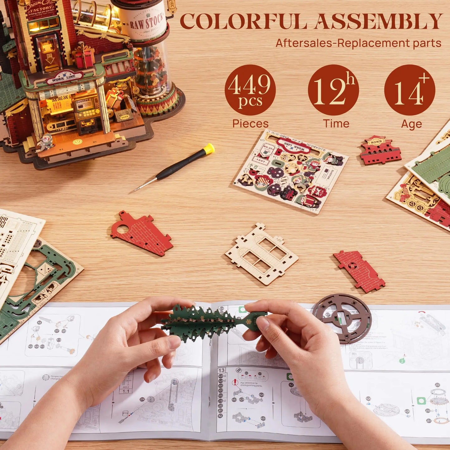 Robotime Dream Gift Factory 3D Wooden Puzzle Home Decor Light