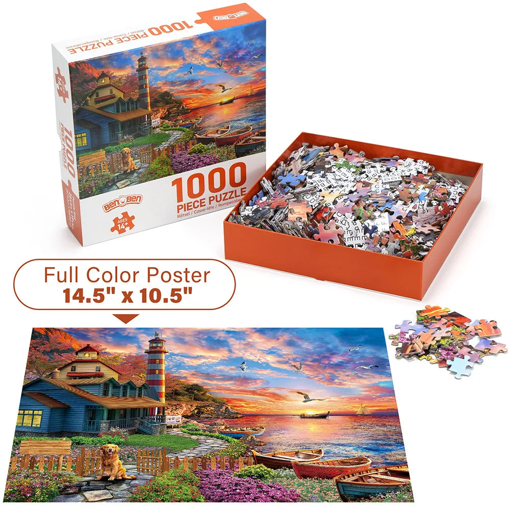 Sunset Lighthouse Jigsaw Puzzle For Adults And Family Night