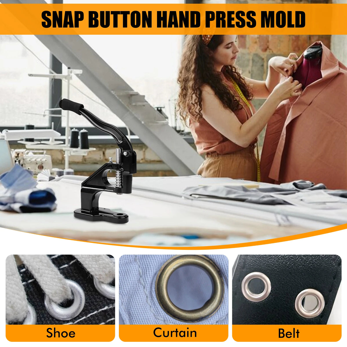 Manual Grommet Eyelet Hand Press Tool for Leathercraft Sewing Projects