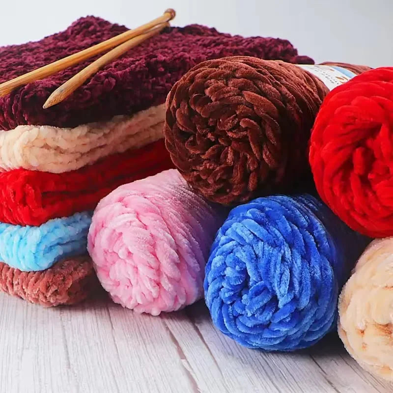 Chenille Velvet Yarn 100g Roll Soft Plush Polyester For Knitting Crochet DIY Crafts