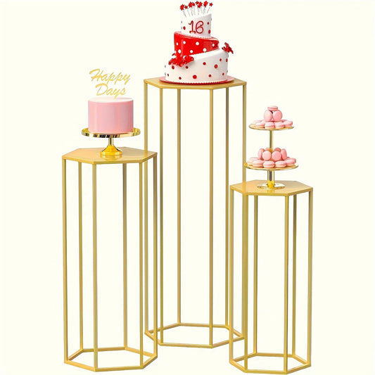 Function 3-Piece Metal Storage Rack Vase Display for Home Decor and Party Bouquets