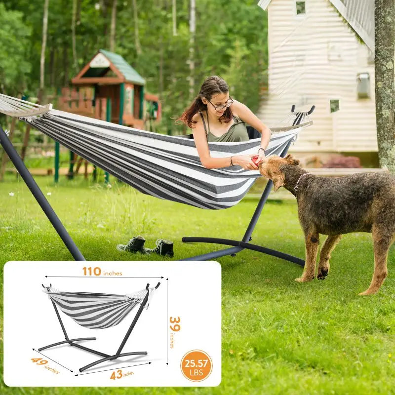 GYROOR Adjustable Stand Hammock With Storage Bag And 600lb Capacity