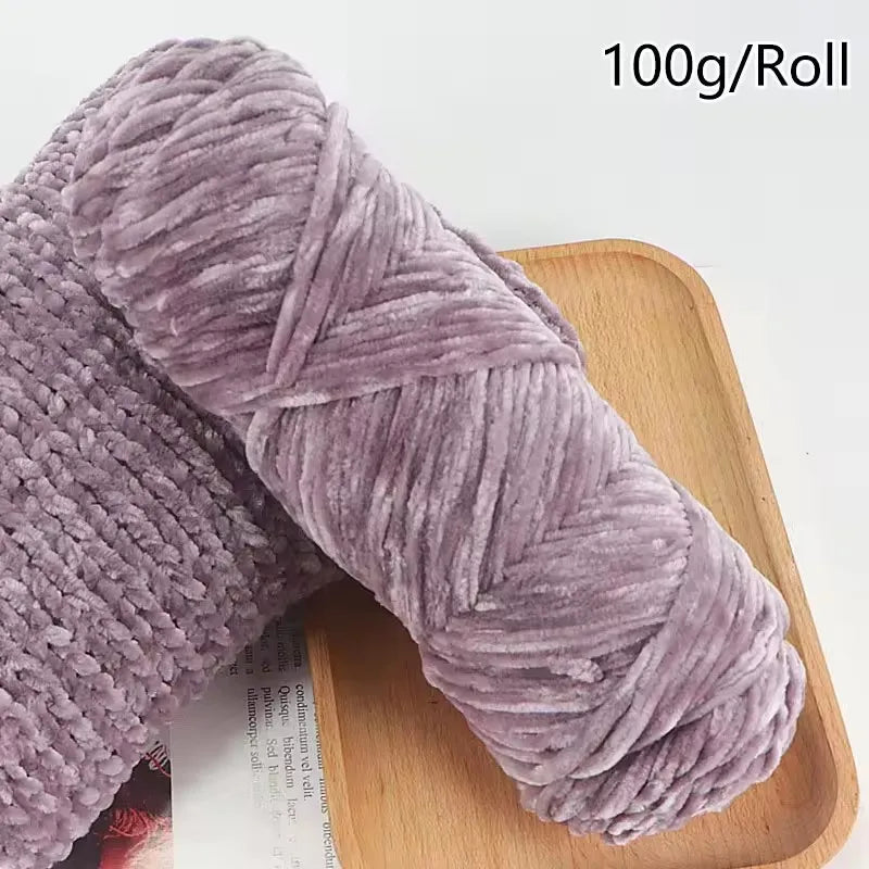 Chenille Velvet Yarn 100g Roll Soft Plush Polyester For Knitting Crochet DIY Crafts