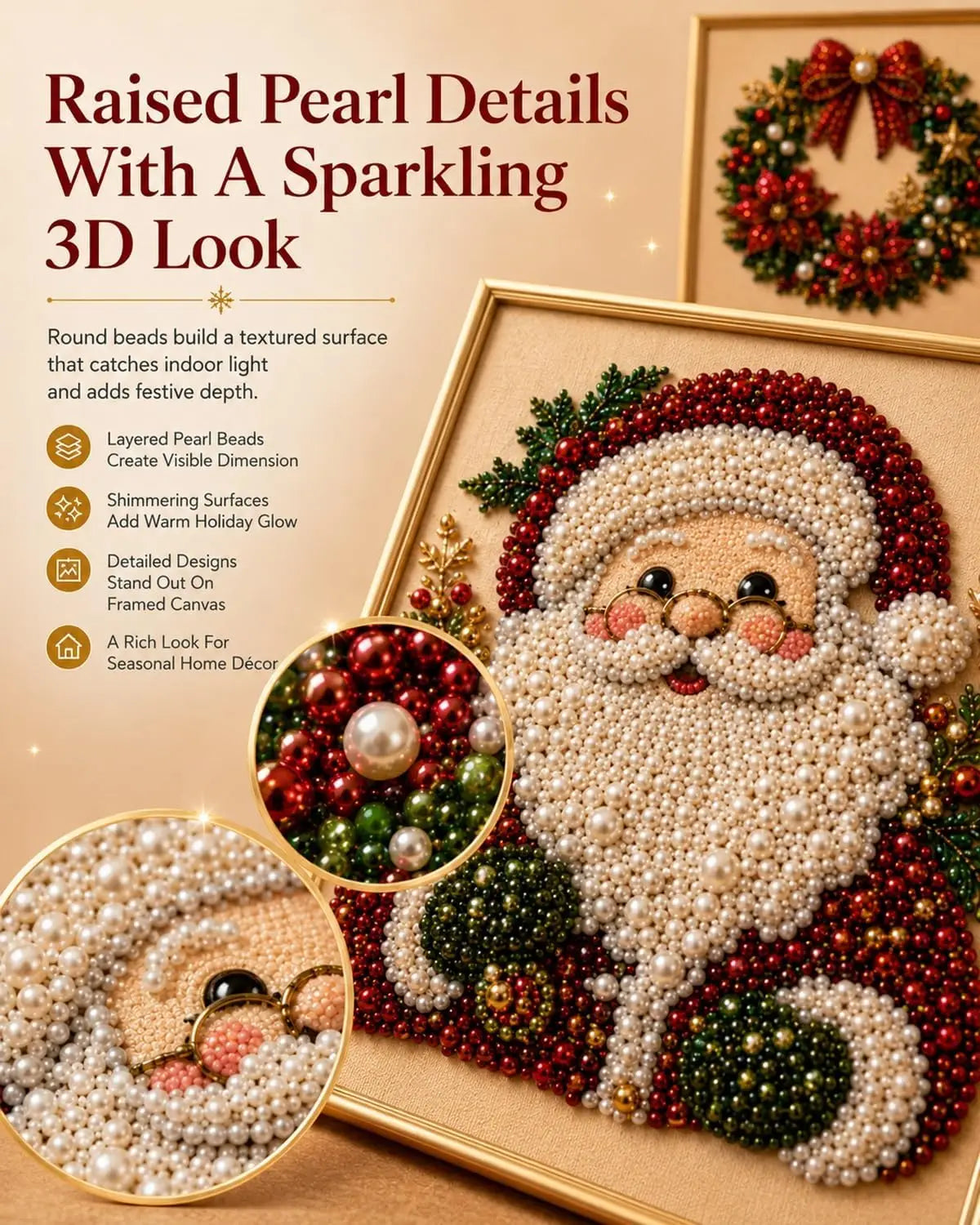 Christmas Pearl Diamond Painting Art Kit With Frame