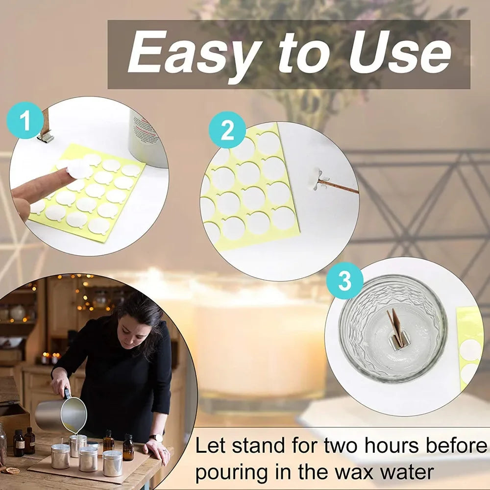 Candle Wick Stickers Heat Resistant Double Sided Adhesive For Wax