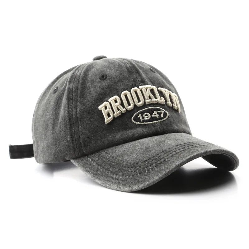 Retro Brooklyn Letter Embroidery Baseball Cap Unisex Cotton Adjustable Hat