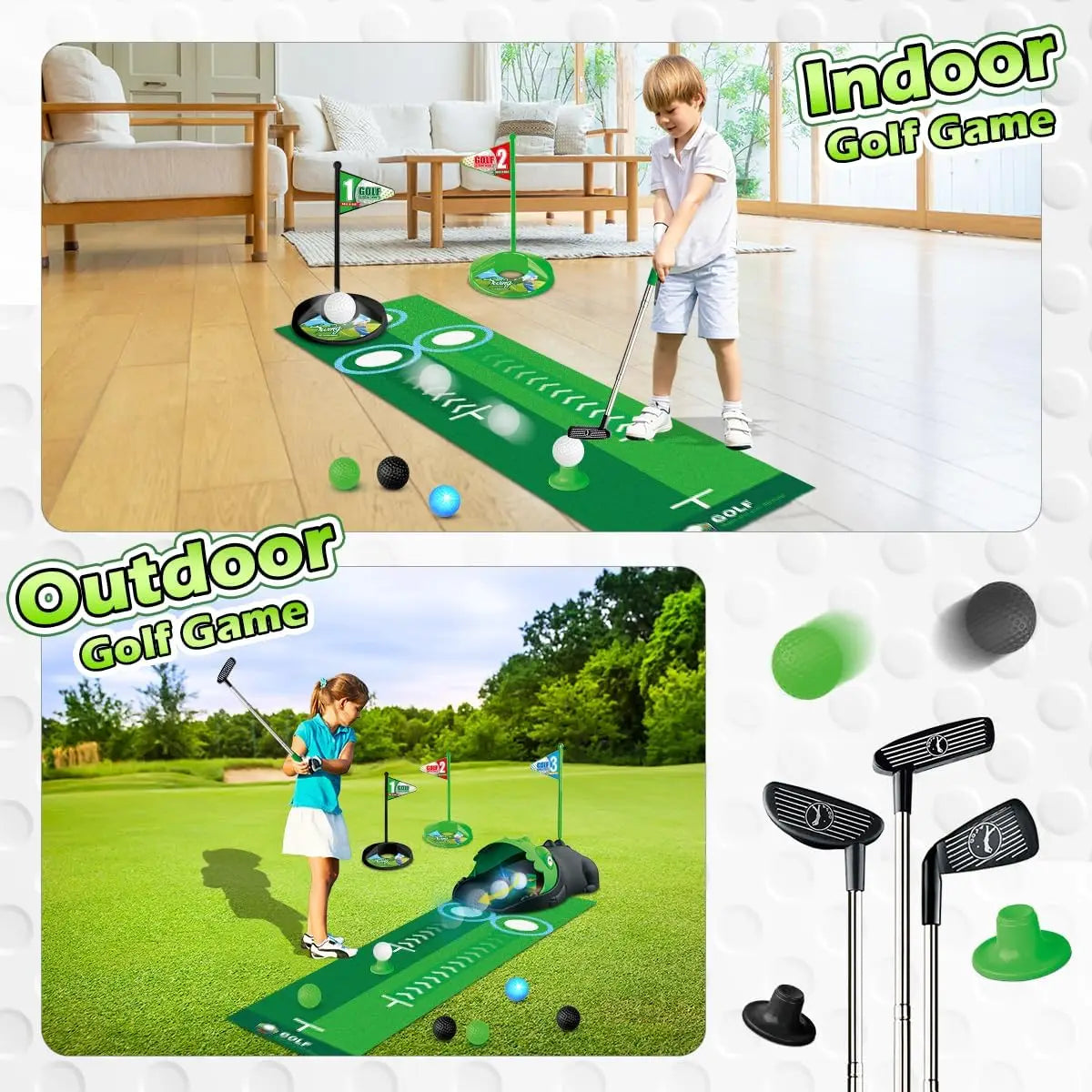 VATOS Kids Golf Set Auto Returner Night Light Indoor Outdoor