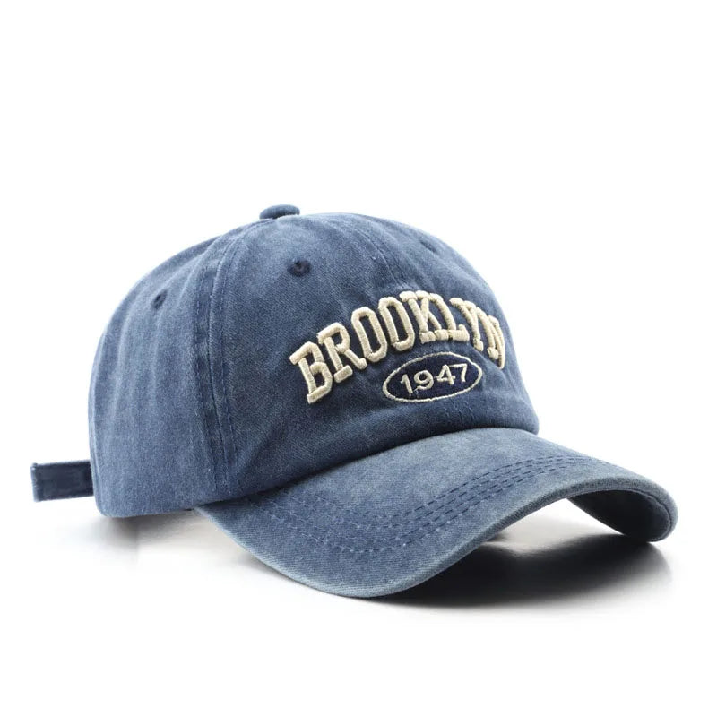 Retro Brooklyn Letter Embroidery Baseball Cap Unisex Cotton Adjustable Hat