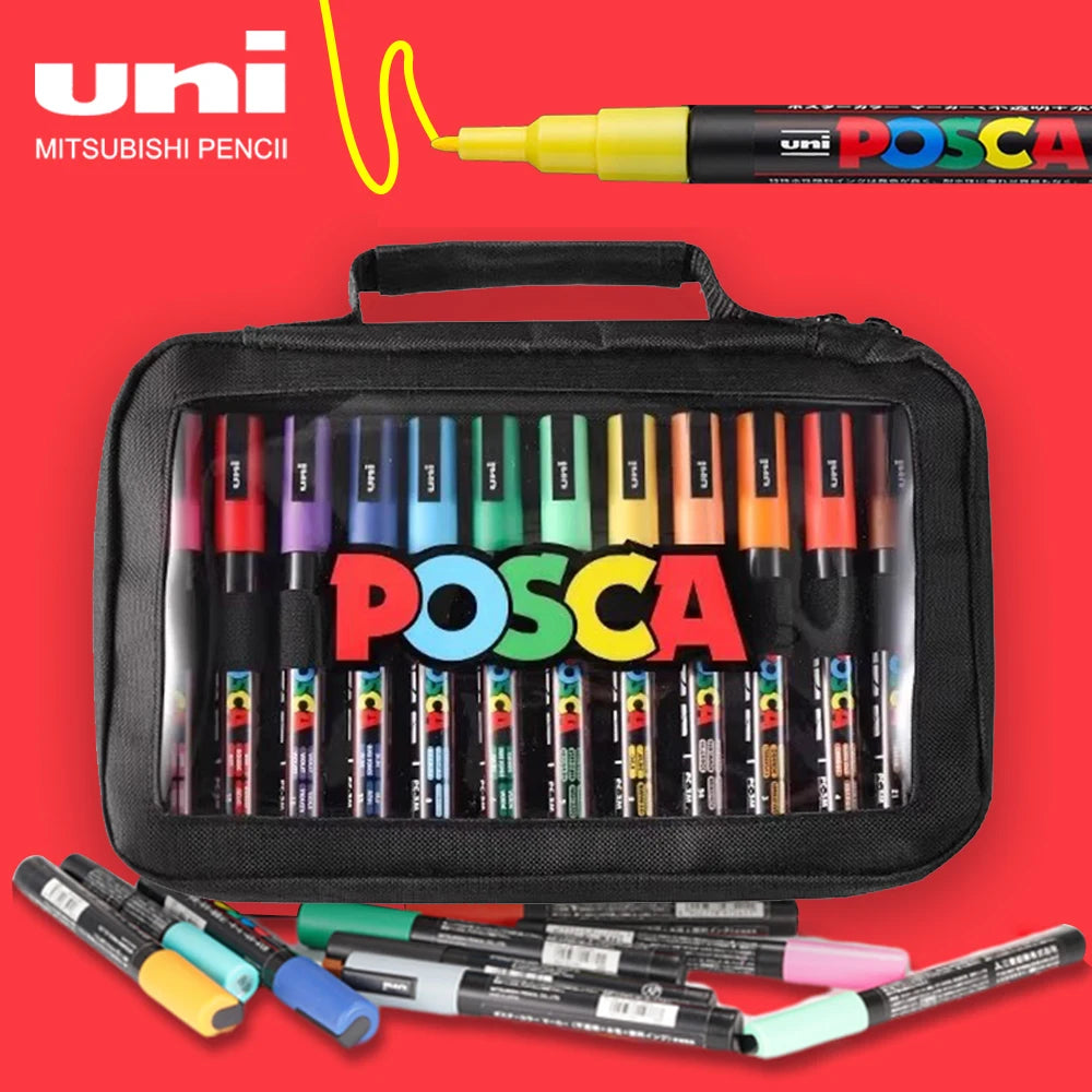 Uni POSCA PC-3M Marker Set - 24 Color Water Based Acrylic Art Markers for Poster Graffiti and Craft