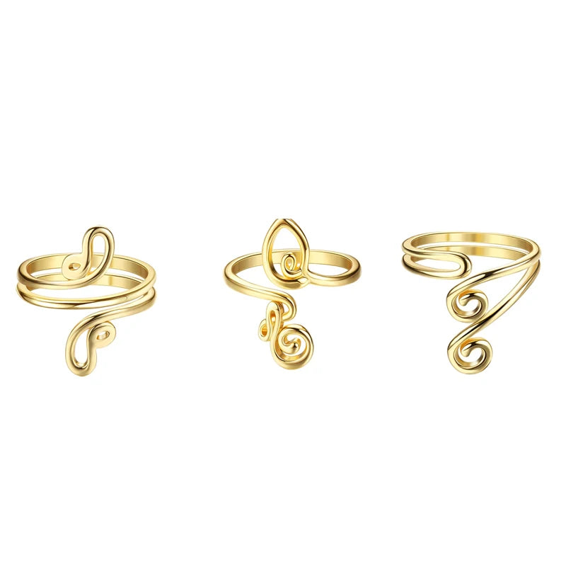 Three Piece Adjustable Toe Rings for Women Open Geometric Jewelry