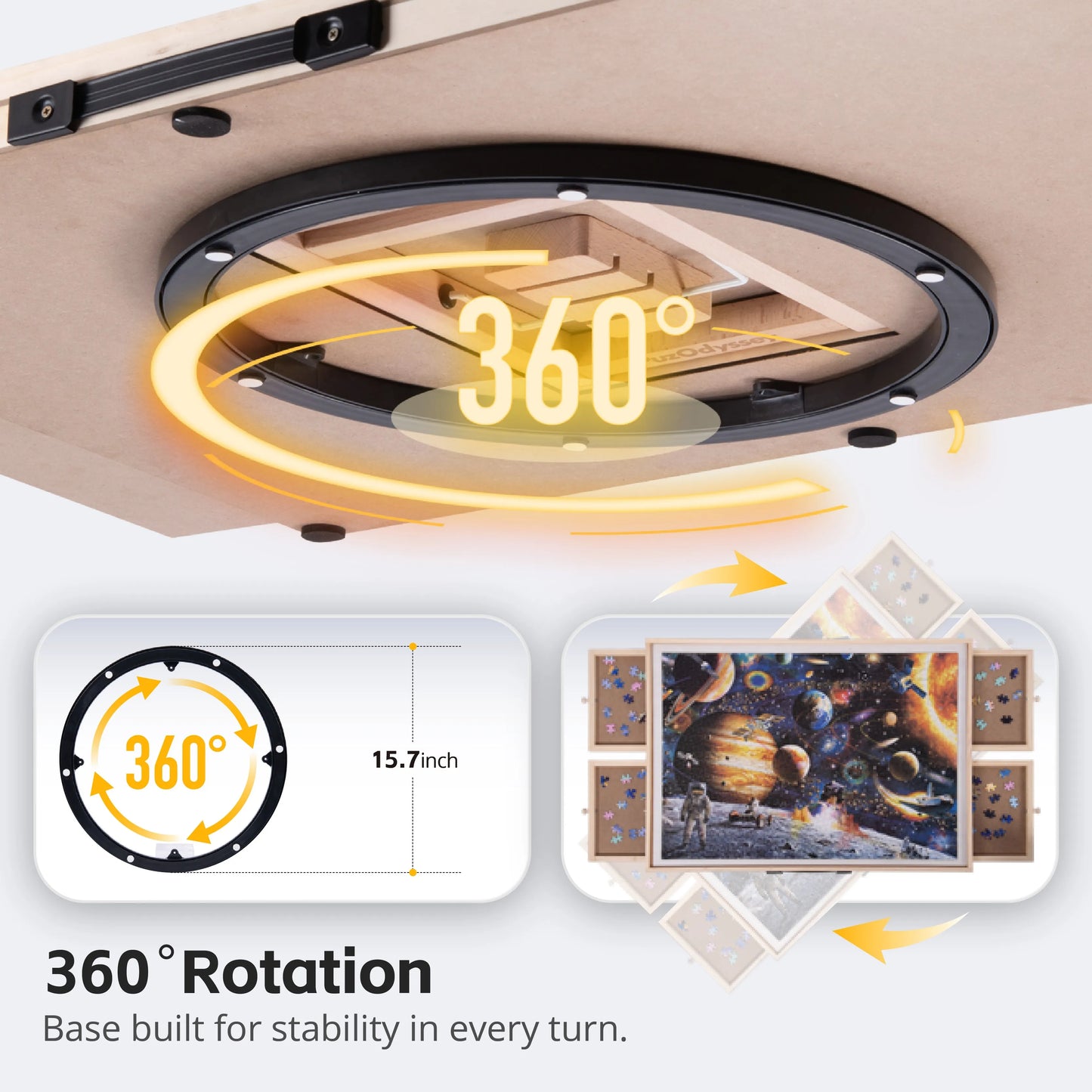 PuzOdyssey 1500 Piece Rotating Tilting Puzzle Board With Drawers