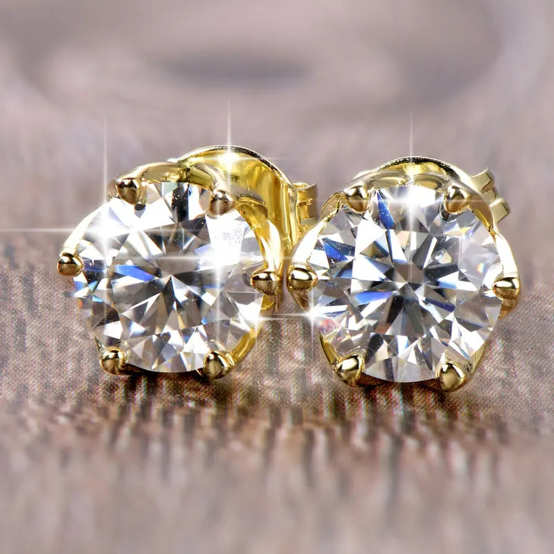 OXTAO Certified Moissanite Circular Stud Earrings In Gold Filled Setting