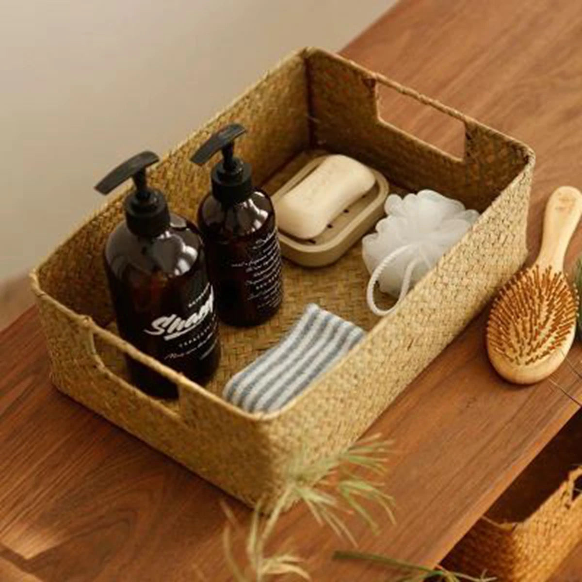 Natural Large Woven Seagrass Basket For Home Kitchen Storage