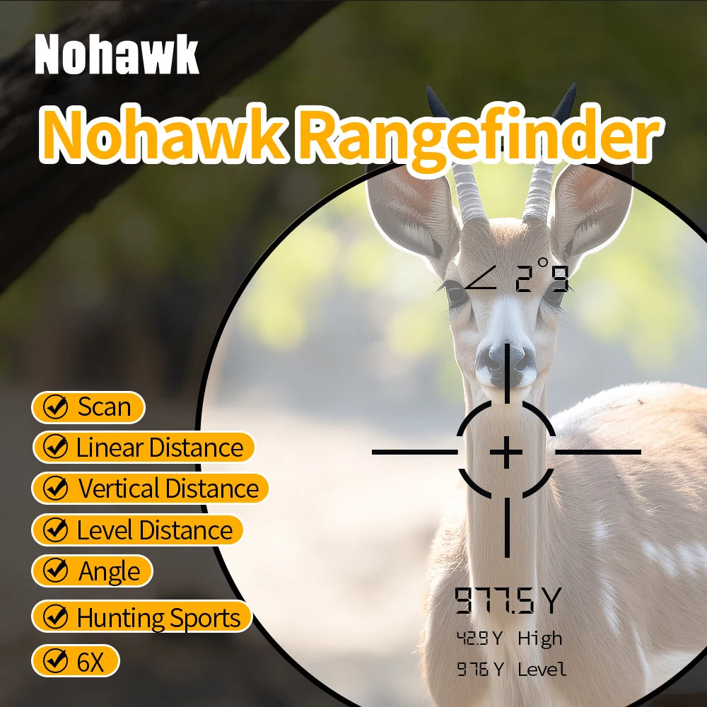 Nohawk Hunting Rangefinder 1000M 6x Magnification For Outdoor Use