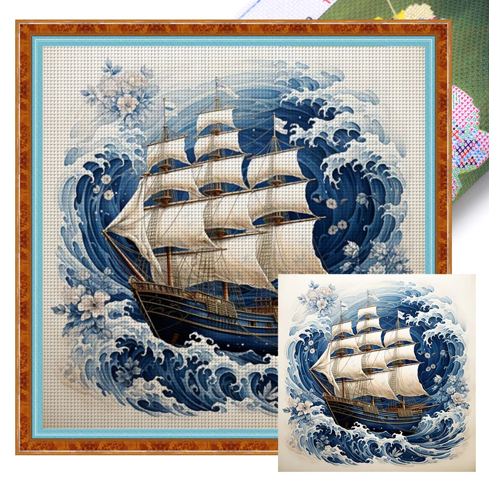 Alloet Full Embroidery Eco Cotton Thread 11CT Printed Scenery Cross Stitch Kit Art