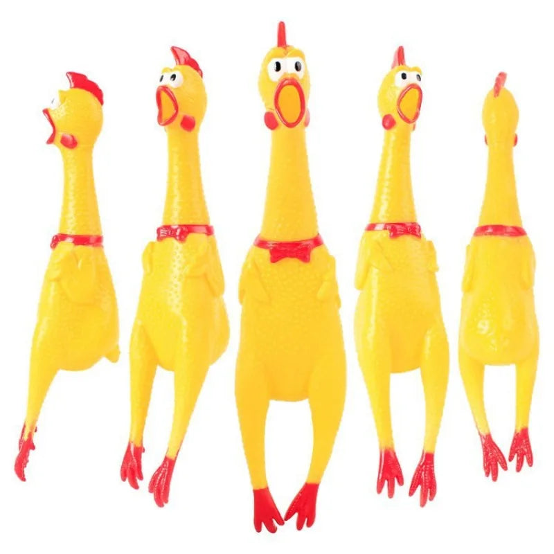 DKSTINYE Squeaky Chicken Dog Toy Squeaker Rubber Chew