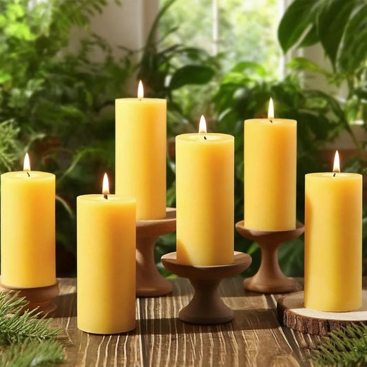 Natural Beeswax Pillar Candles Long Burning 560 Hours Dripless Smokeless For Home Prayer Emergency