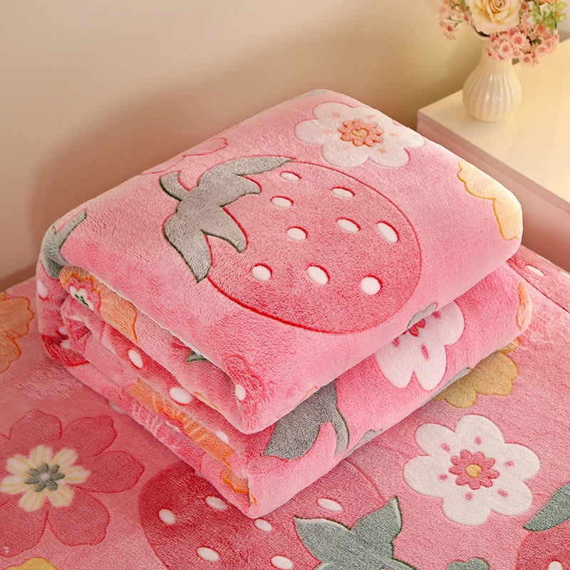 Floral Style Warm Bedspread Fleece Blanket For Sofa And Bed