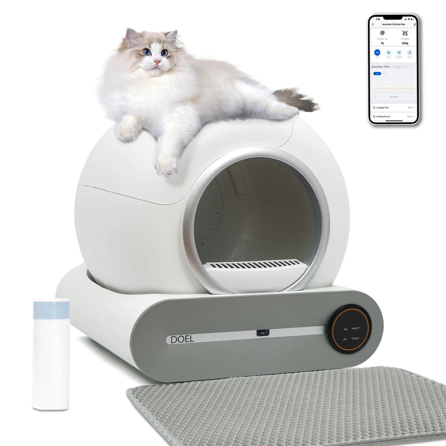 DOEL Self Cleaning Cat Litter Box Automatic WiFi App Control Smart Cat Toilet