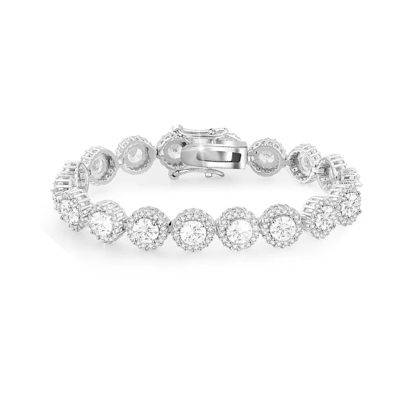 Morganite Tennis Bracelet In 18K White Gold With Lab Diamonds