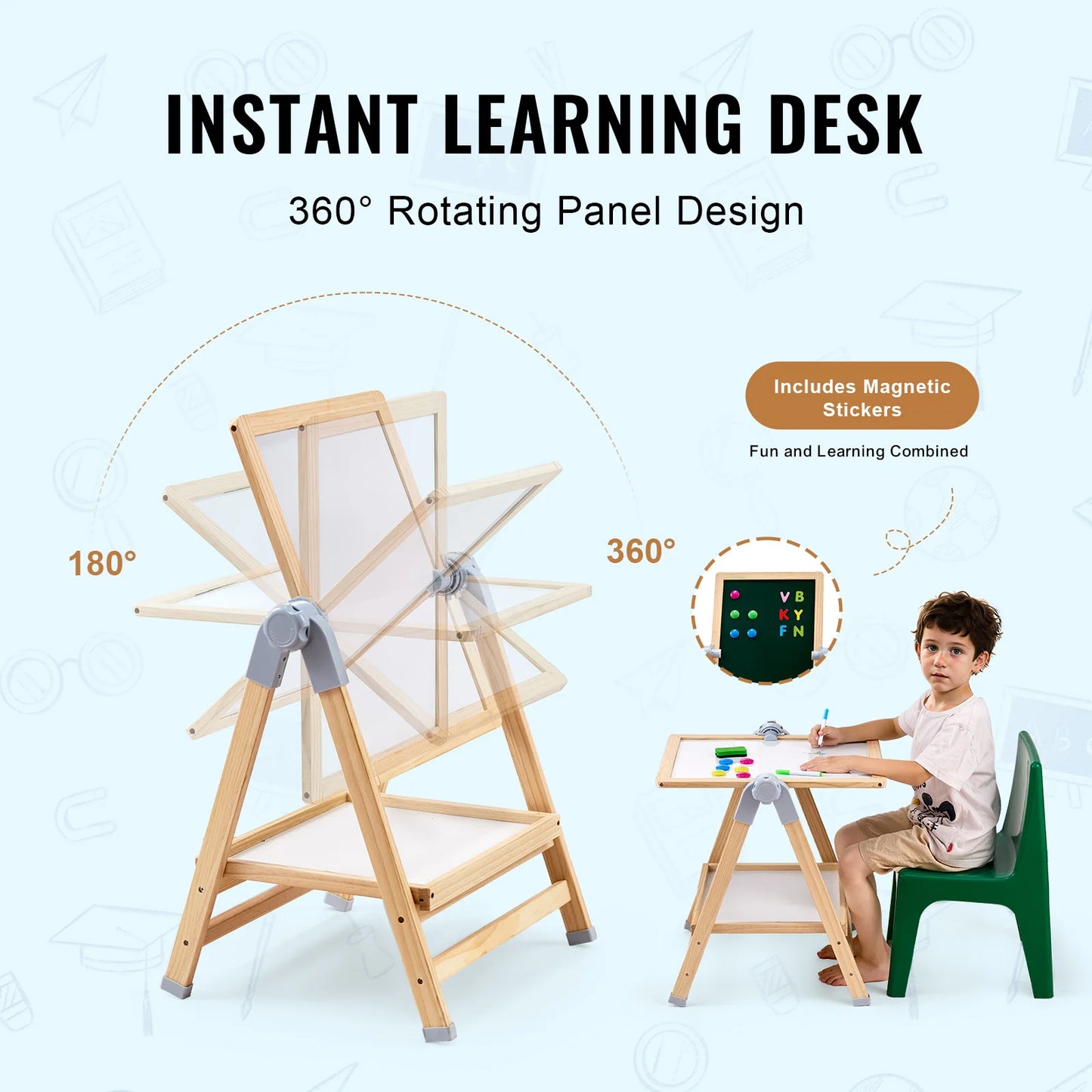 SucceBuy Standing Magnetic Drawing Board Easel For Kids With Accessories
