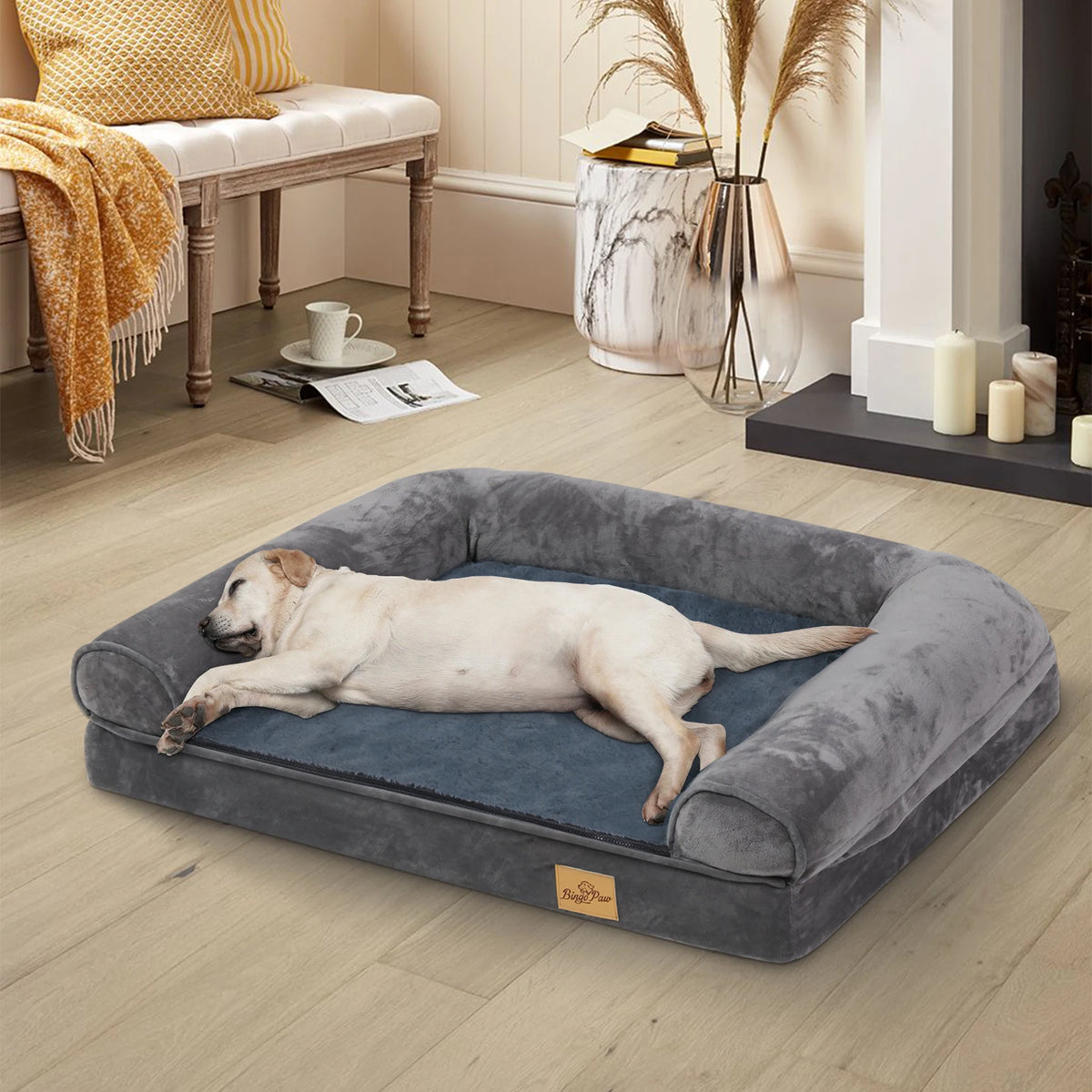 BINGOPAW Orthopedic Dog Bed With Sides Waterproof Washable Cover