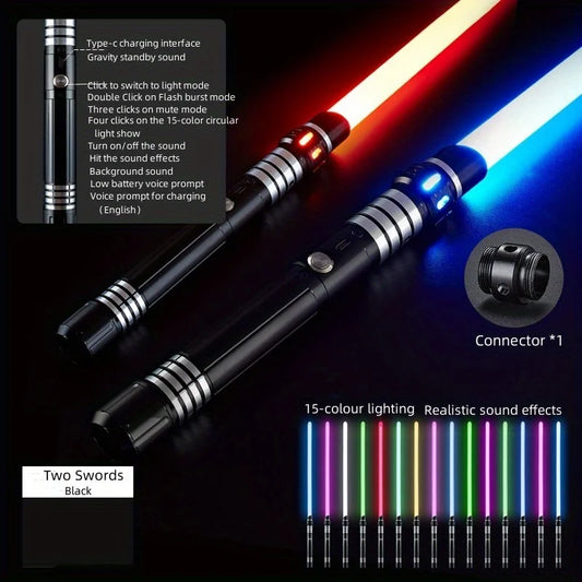 abayCN 2 In 1 Metal Gravity Sensing Lightsaber Toy With Flashing Duelling Effects