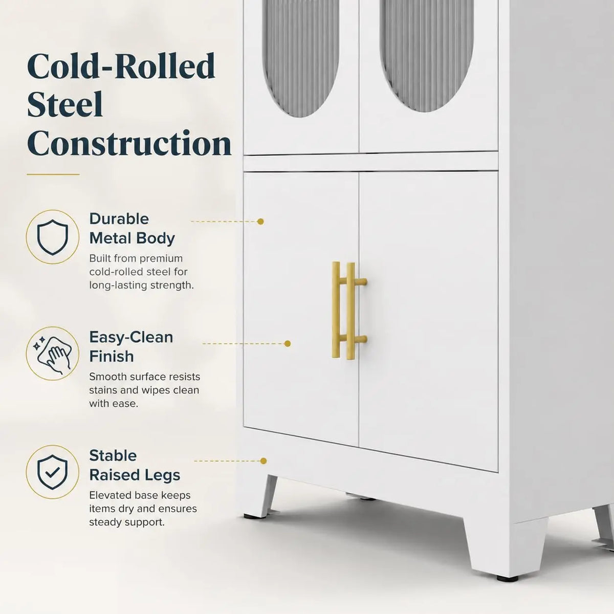 EliteZ Metal Kitchen Pantry Cabinet With Adjustable Shelves and Doors