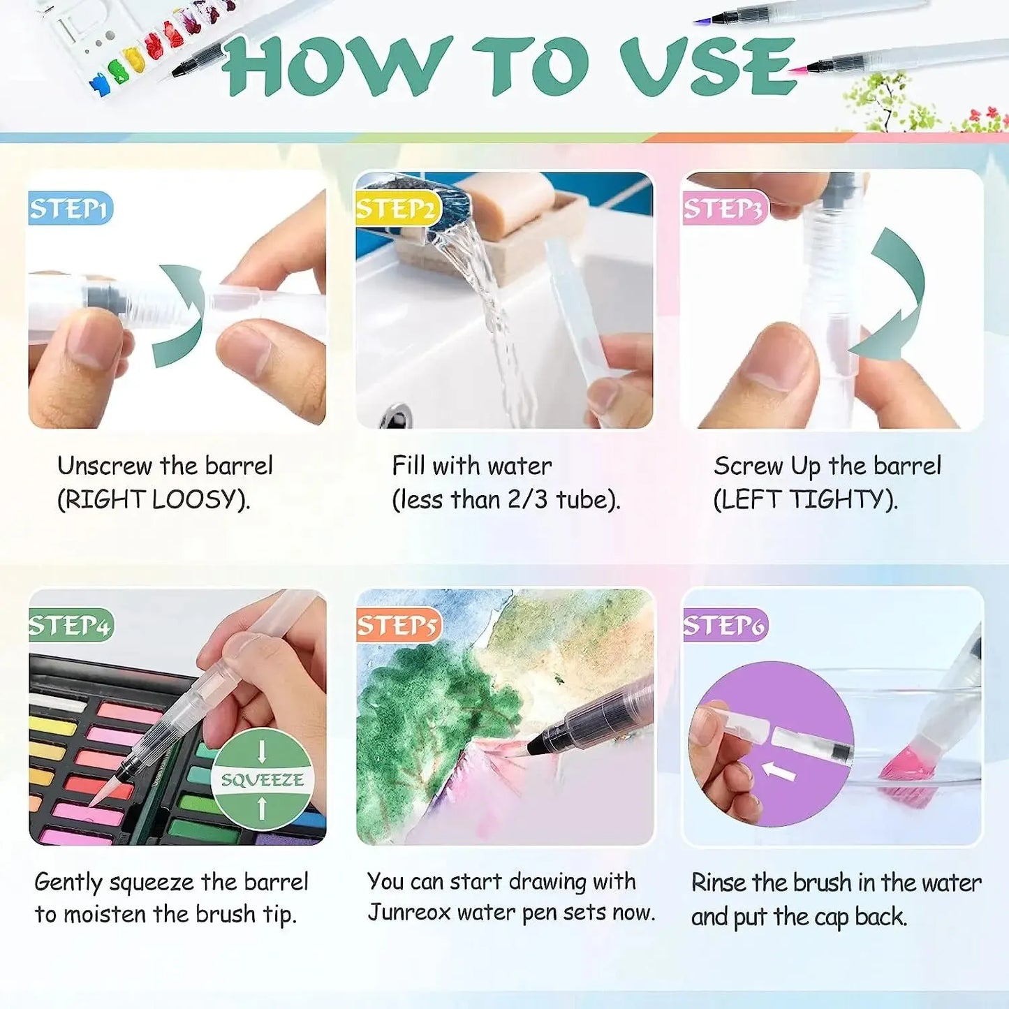 Yutiars Watercolor Brush Pens Set Refillable Water Paint