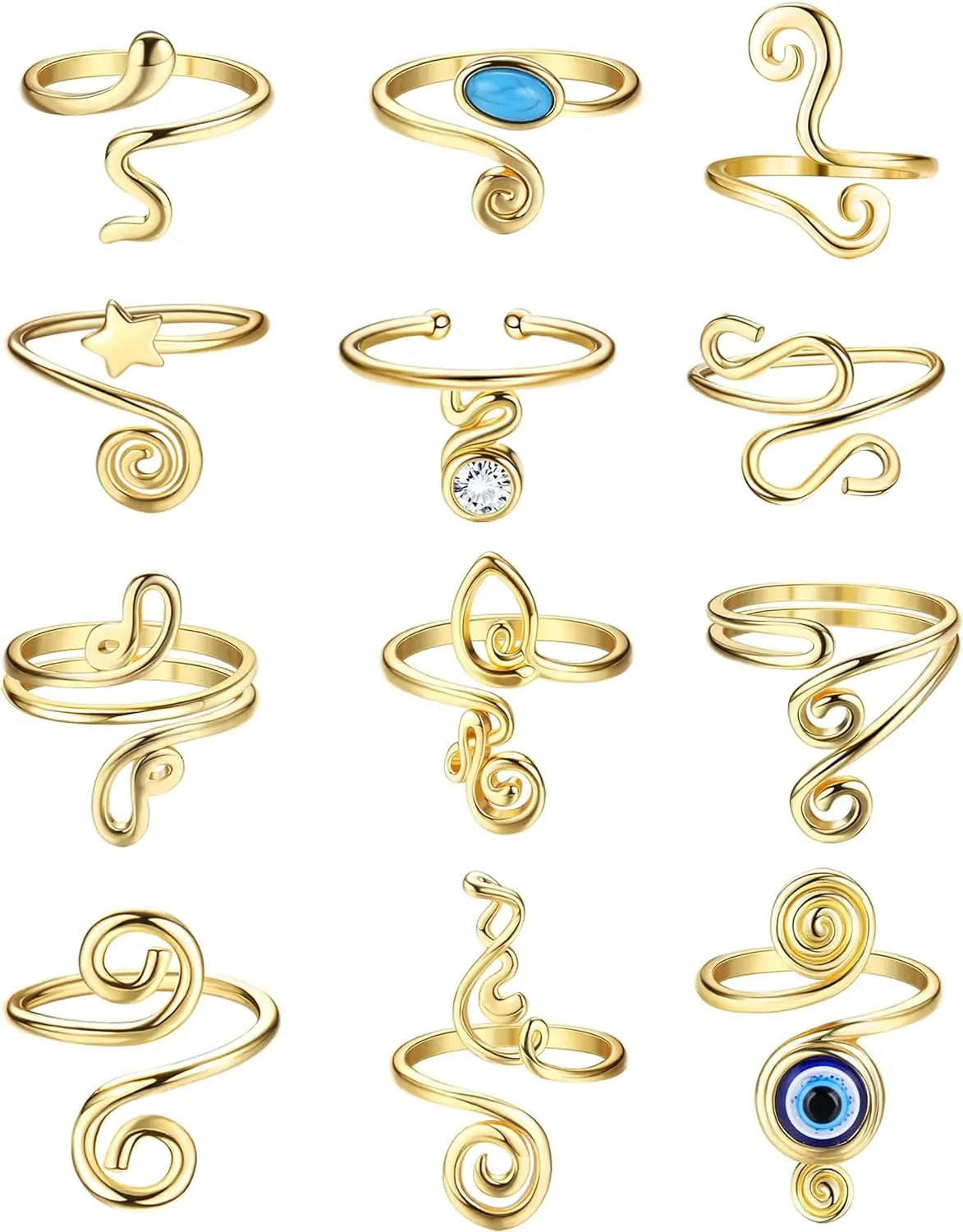Three Piece Adjustable Toe Rings for Women Open Geometric Jewelry