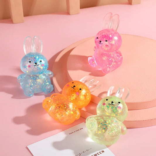 Kids Anti Stress Soft TPR Slow Rebound Sequins Pinch Toy Stress Relief Rabbit