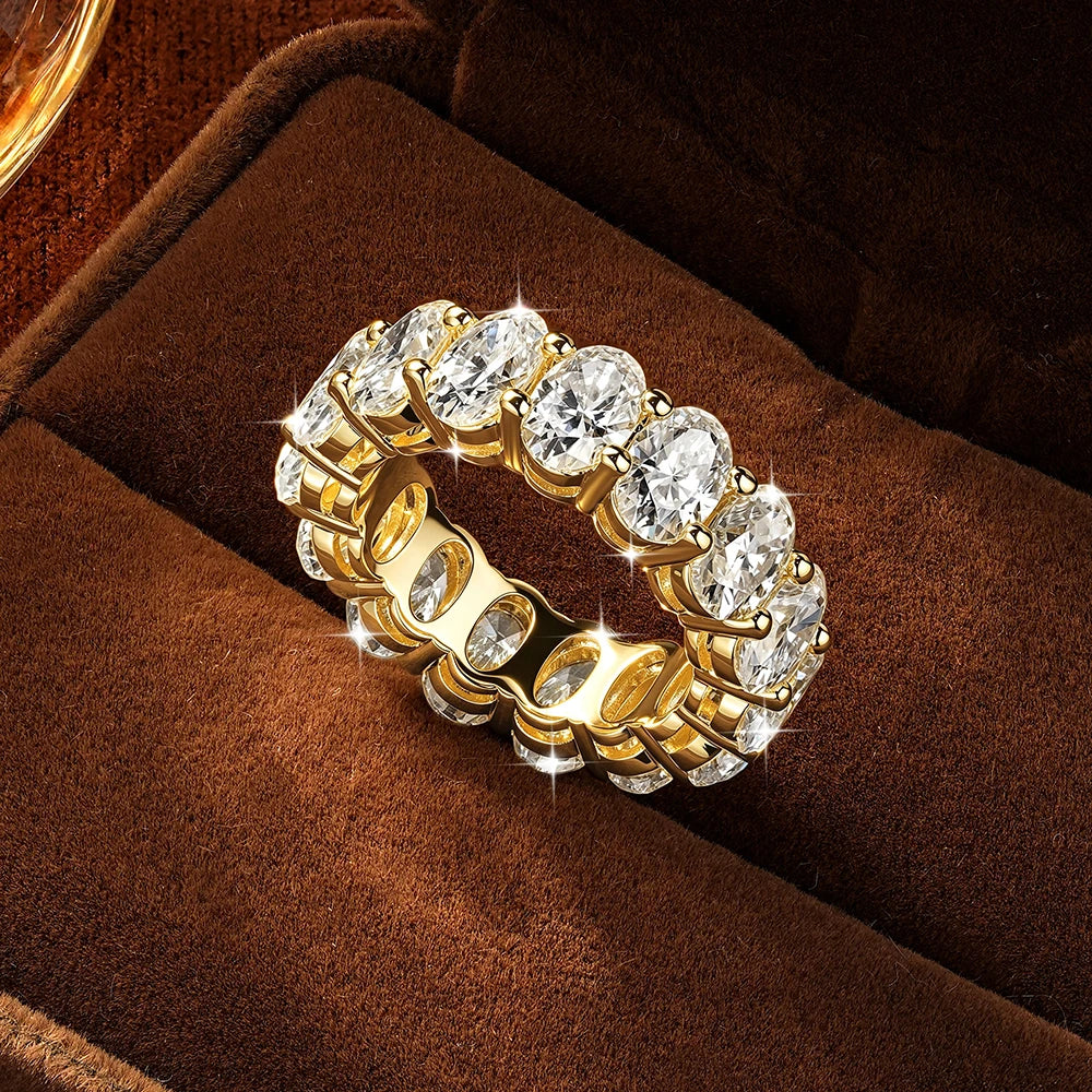 Oxtao 14K Gold Filled Certified Moissanite Eternity Ring